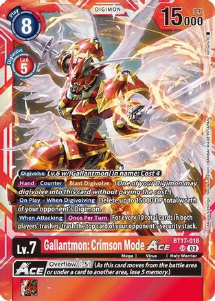 Gallantmon: Crimson Mode ACE - BT17-018 - SR - Foil