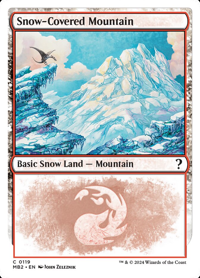 Snow-Covered Mountain - White Border