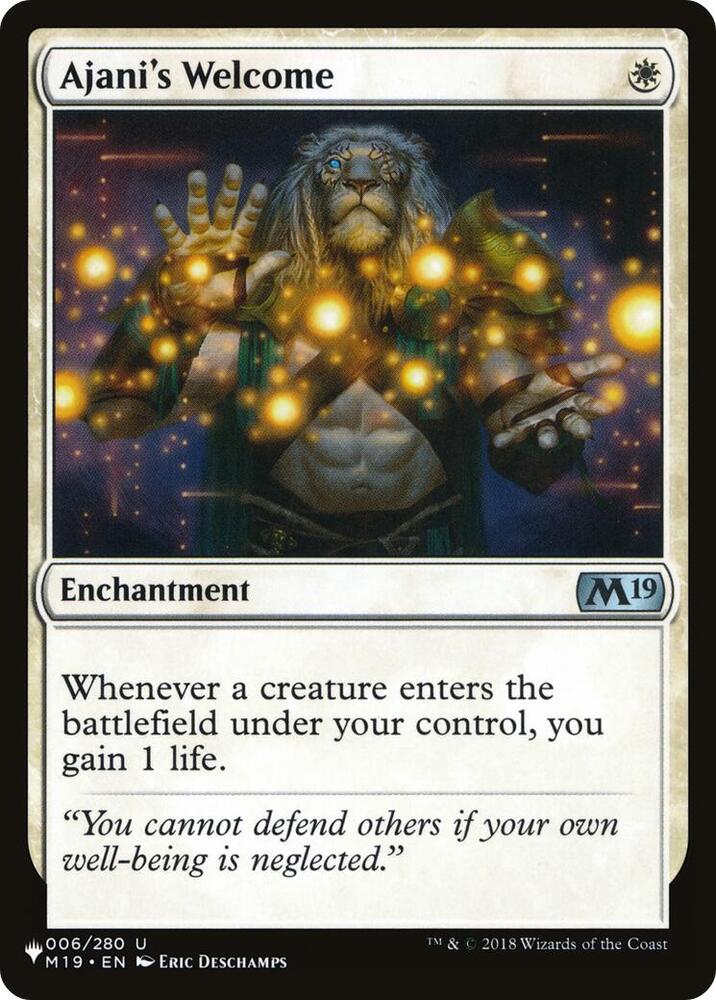 Ajanis Welcome - The List