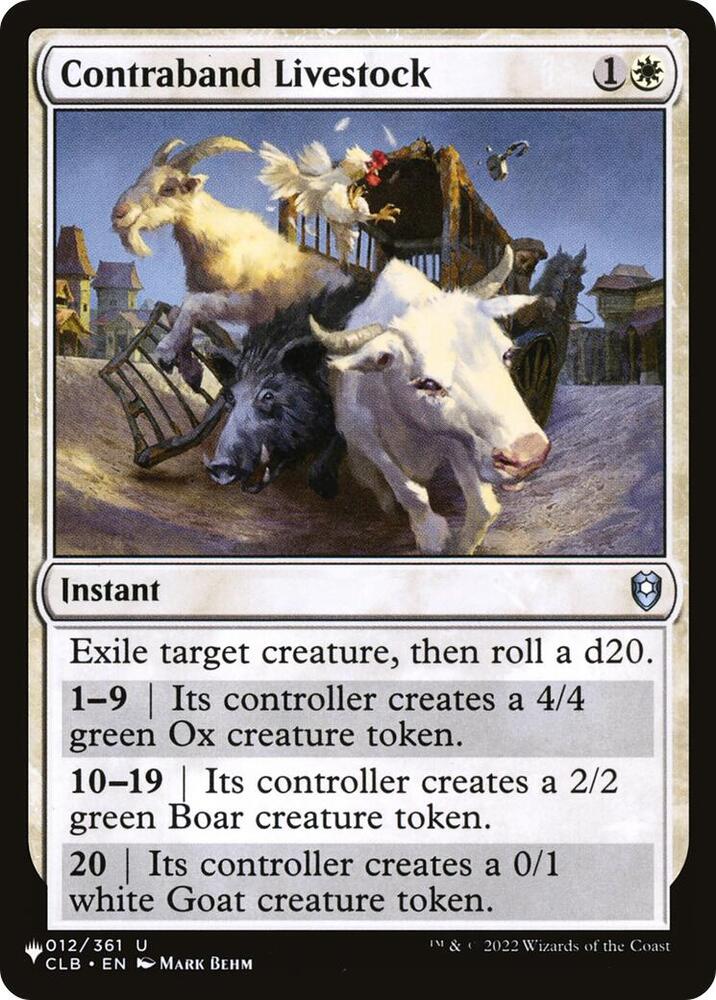 Contraband Livestock - The List
