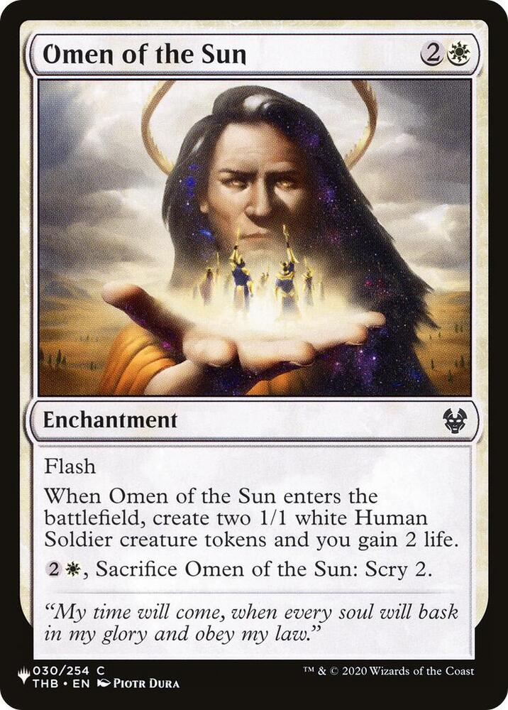 Omen of the Sun - The List