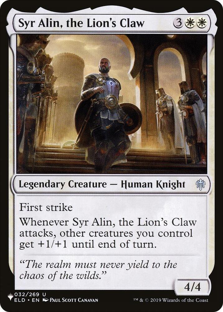 Syr Alin, the Lions Claw - The List