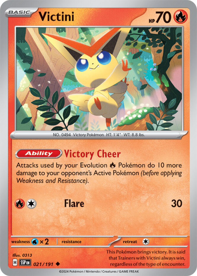 Victini - 021/191 - Uncommon - Reverse Holo Near Mint Surging