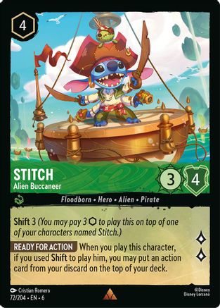 Stitch - Alien Buccaneer - 72/204 - Rare - Cold Foil