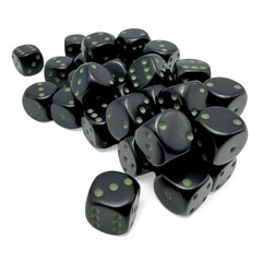 12mm d6 Black/green Dice Block (36 dice)