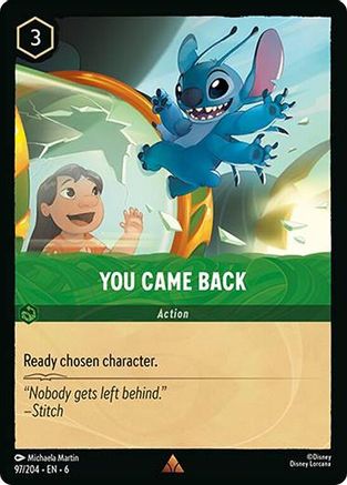 You Came Back - 97/204 - Rare - Cold Foil