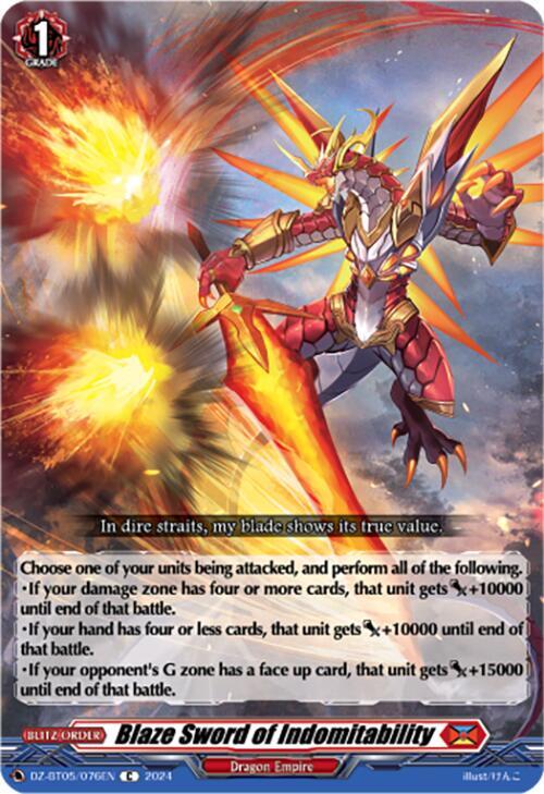 Blaze Sword of Indomitability - DZ-BT05/076EN - C
