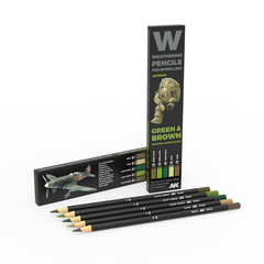 AK Interactive Weathering Pencil Set - Green and Brown Camouflages