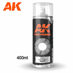 AK Interactive Fine Primer White - Spray 400ml (Includes 2 nozzles)