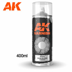 AK Interactive Semi-Gloss varnish - Spray 400ml (Includes 2 nozzles)