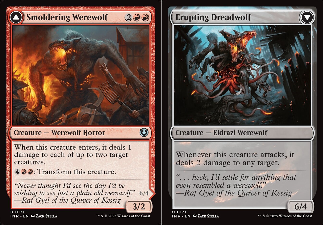 Smoldering Werewolf // Erupting Dreadwolf - Foil