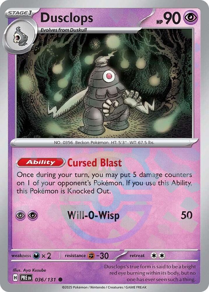 Dusclops (Master Ball Pattern) - 036/131 - Common - Reverse Holo