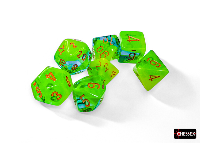 7-Die Polyhedral Set Plasma Green-Teal/Orange (CHX26470)