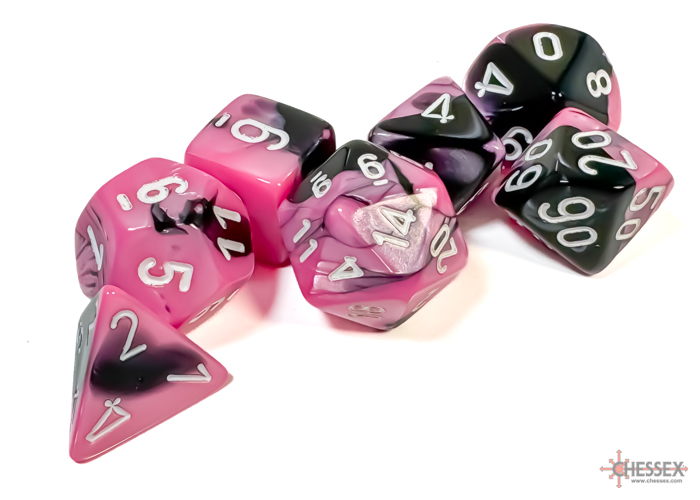 7-Die Polyhedral Set Black-White/Pink