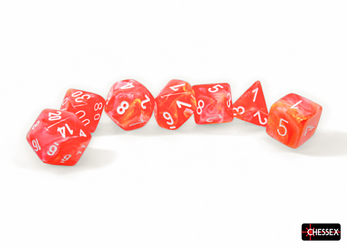 7-Die Polyhedral Set Dahlia/White