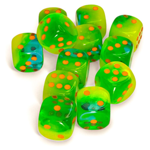 16mm 12-Die d6 Set Plasma Green-Teal/Orange