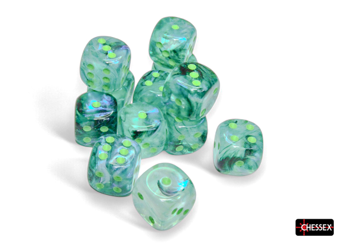 16mm 12-Die d6 Set Kelp/Light Green