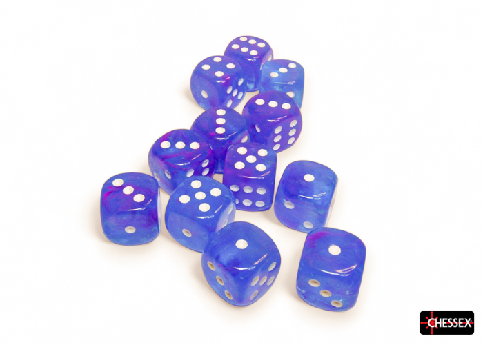 16mm 12-Die d6 Set Aura/White