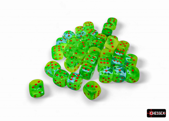 12mm 36-Die d6 Set Plasma Green-Teal/Orange
