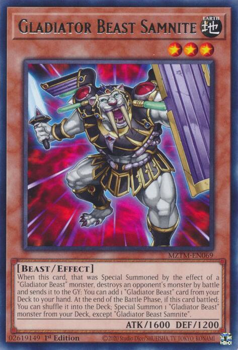 Gladiator Beast Samnite - MZTM-EN069 - Rare - 1st Edition