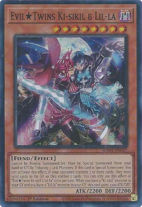EvilTwins Ki-sikil & Lil-la - RA04-EN037 - Super Rare - 1st Edition