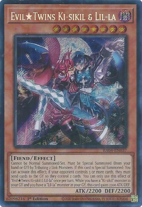 EvilTwins Ki-sikil & Lil-la - RA04-EN037 - Secret Rare - 1st Edition