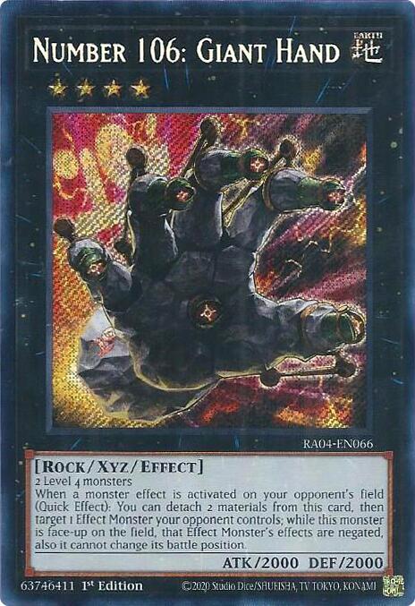 Number 106: Giant Hand - RA04-EN066 - (Secret Rare) - 1st Edition