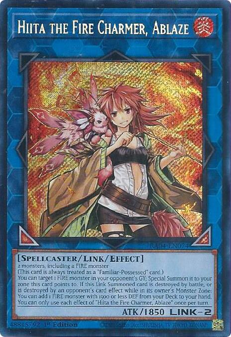 Hiita the Fire Charmer, Ablaze - RA04-EN074 - Secret Rare - 1st Edition
