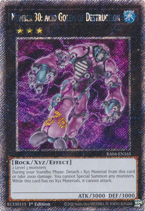 Number 30: Acid Golem of Destruction - RA04-EN165 - Platinum Secret Rare - 1st Edition