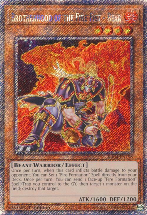 Brotherhood of the Fire Fist - Bear - RA04-EN198 - Platinum Secret Rare - 1st Edition