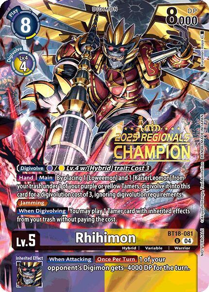 Rhihimon (2025 Regionals Champion) - BT18-081 - U - Foil
