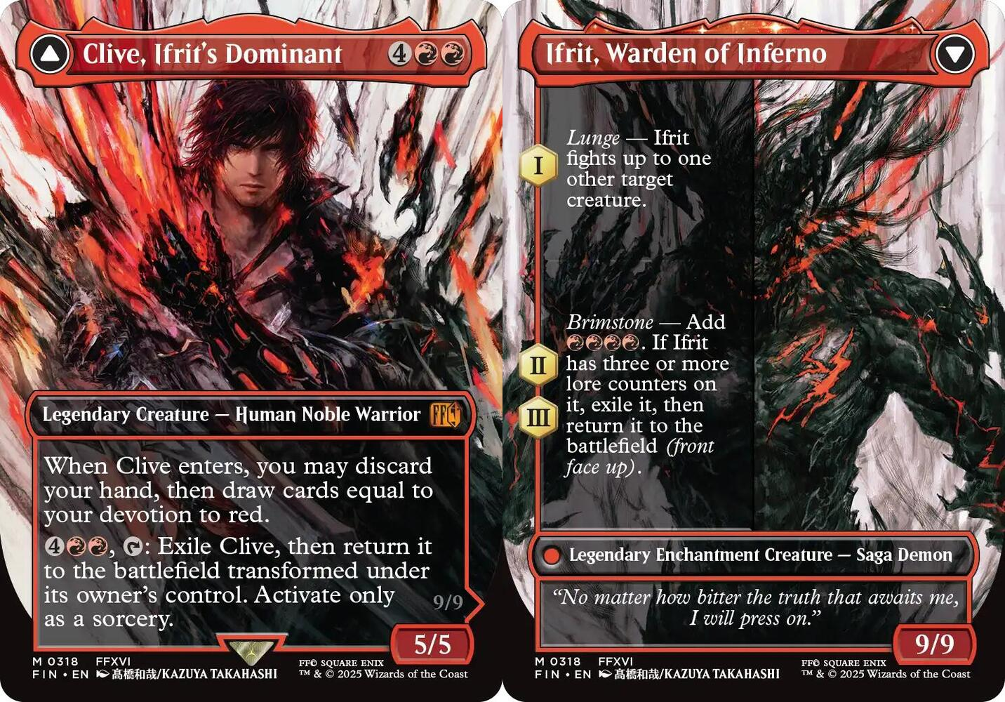 Clive, Ifrits Dominant // Ifrit, Warden of Inferno (0318) - Foil - Borderless