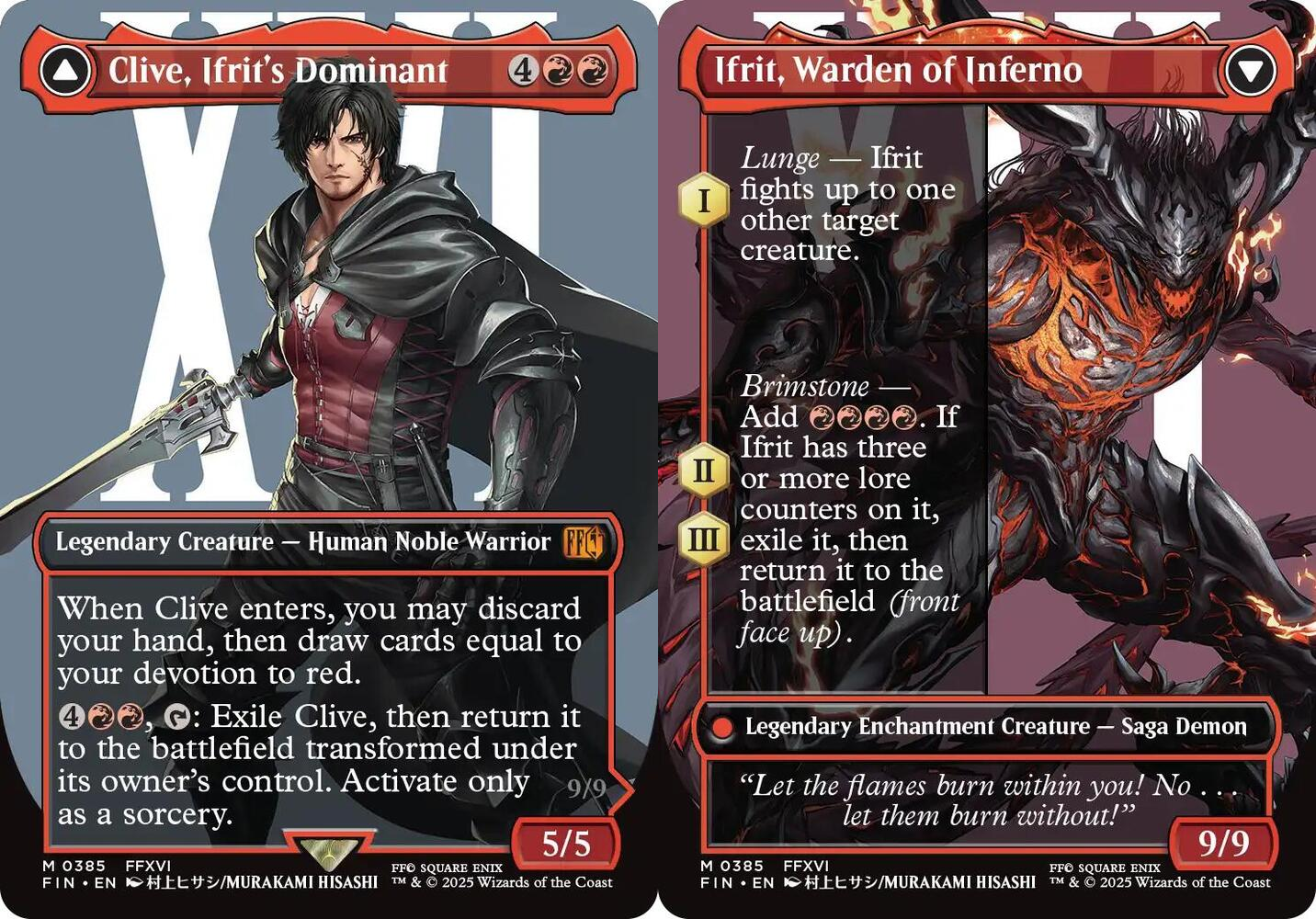 Clive, Ifrits Dominant // Ifrit, Warden of Inferno (0385) - Foil - Borderless