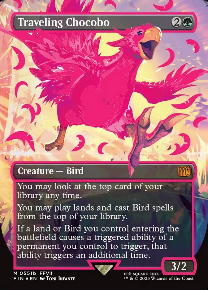 Traveling Chocobo - Foil - Borderless - Neon Ink Pink
