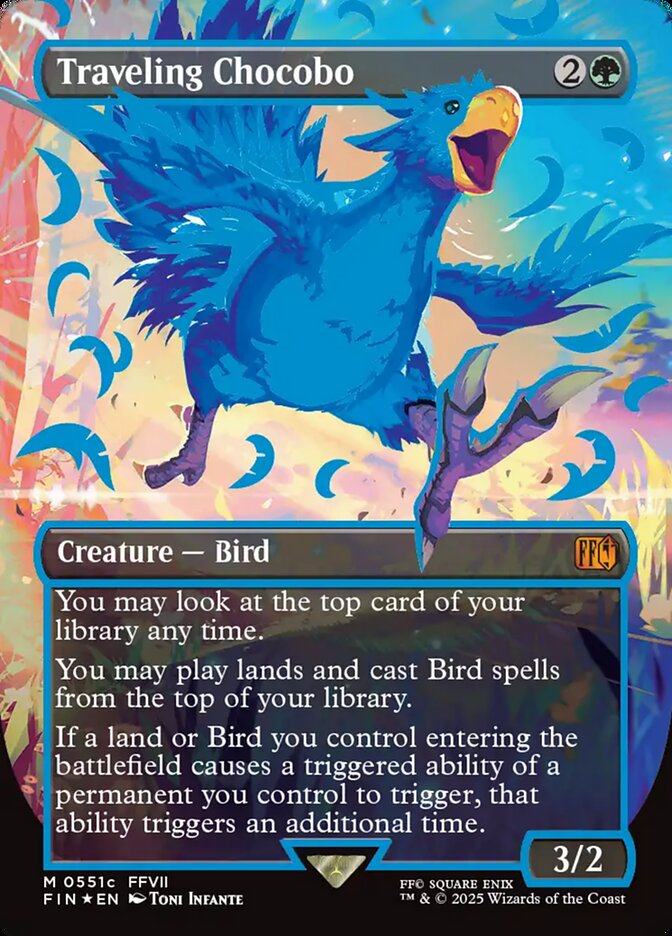 Traveling Chocobo - Foil - Borderless - Neon Ink Blue