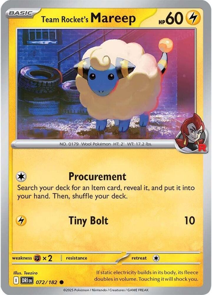 Team Rockets Mareep - 072/182 - Common