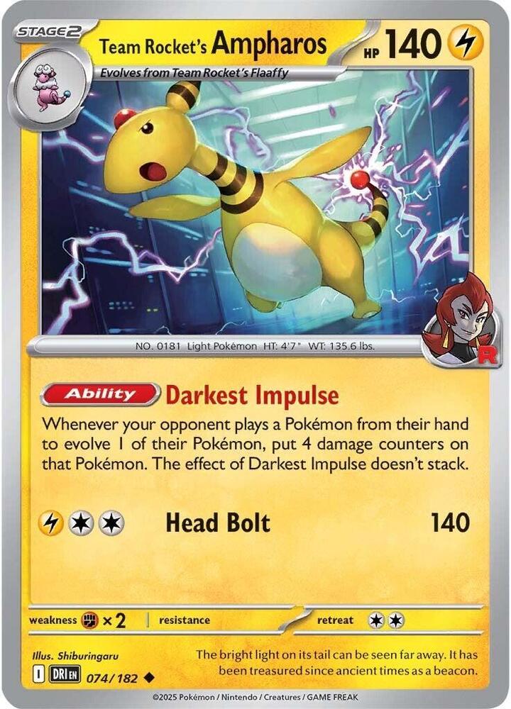 Team Rockets Ampharos - 074/182 - Uncommon