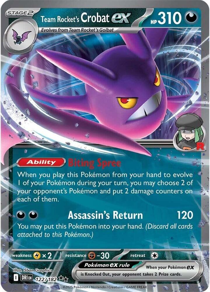 Team Rockets Crobat ex - 122/182 - Double Rare