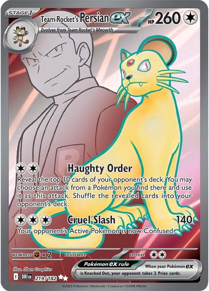 Team Rockets Persian ex - 219/182 - Ultra Rare