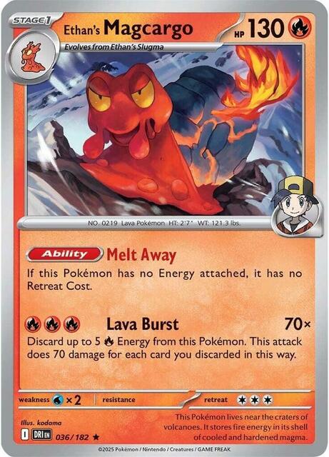 Ethan's Magcargo - 036/182 - Holo Rare - Reverse Holo
