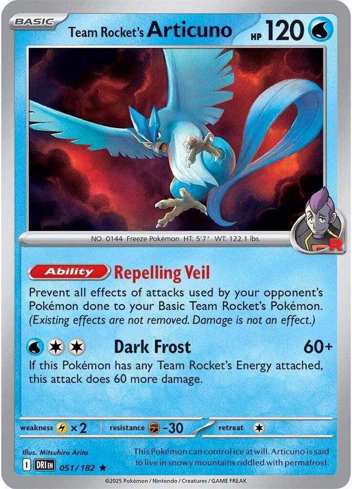 Team Rockets Articuno - 051/182 - Holo Rare - Reverse Holo