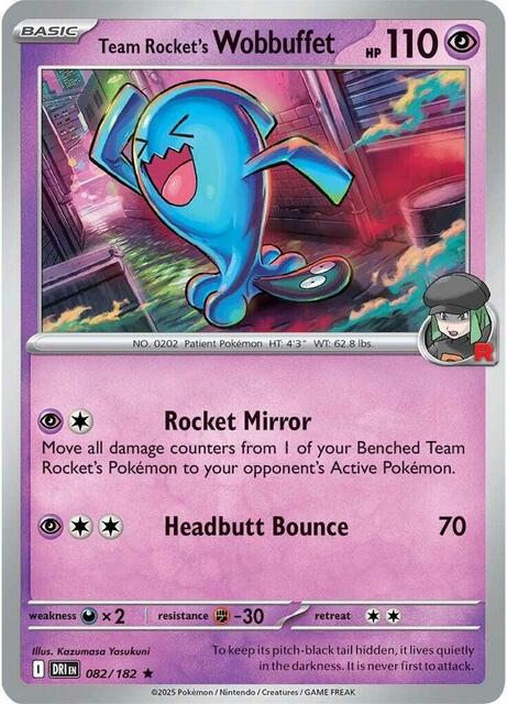 Team Rocket's Wobbuffet - 082/182 - Holo Rare - Reverse Holo