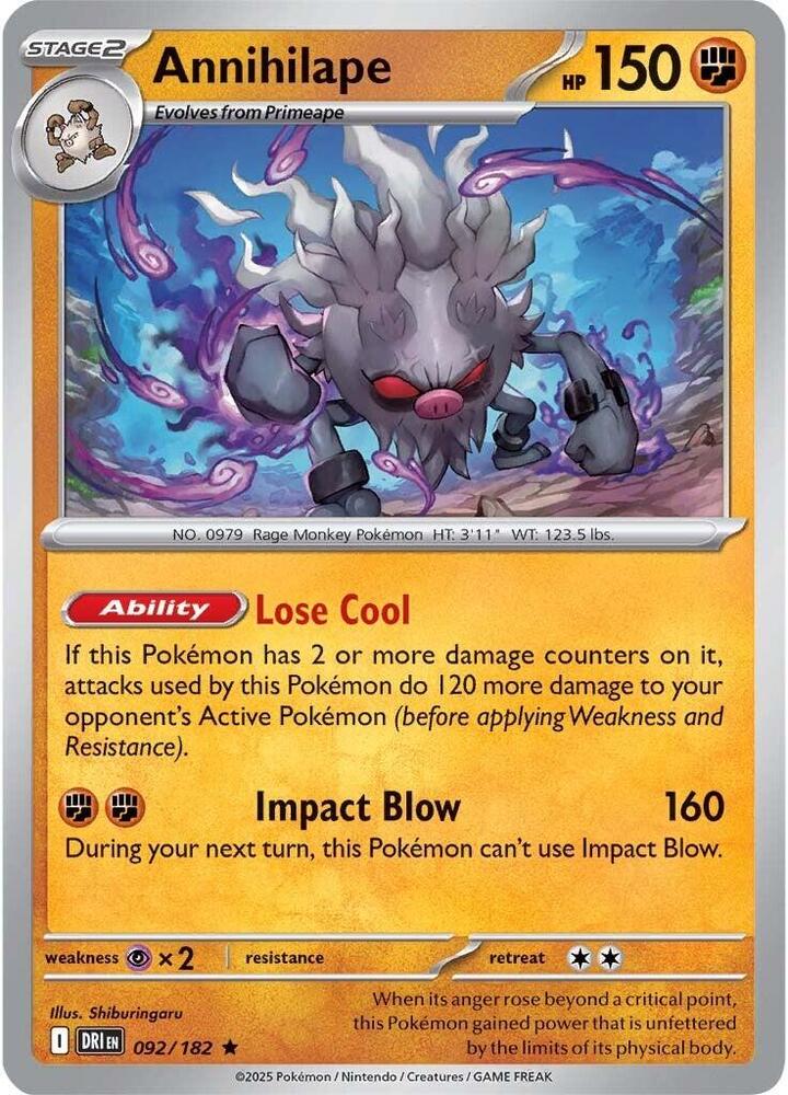 Annihilape - 092/182 - Holo Rare - Reverse Holo
