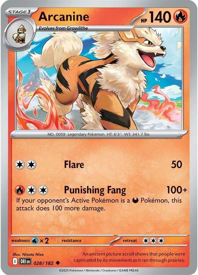 Pokemon - Arcanine - 028/182 - Uncommon - Reverse Holo - Scarlet