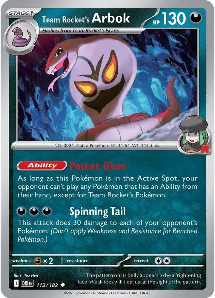 Team Rockets Arbok - 113/182 - Uncommon - Reverse Holo