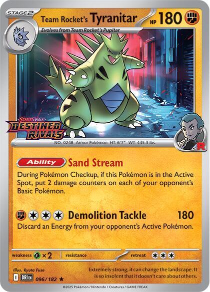 Team Rockets Tyranitar (Destined Rivals Stamp) - 096/182 - Rare