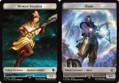 Human Soldier // Hero (0032) Double-Sided Token - Surge Foil
