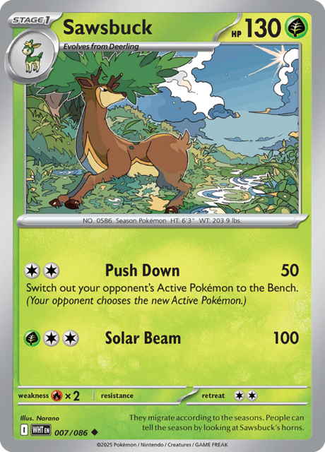 Sawsbuck - 007/086 - Uncommon - Reverse Holo