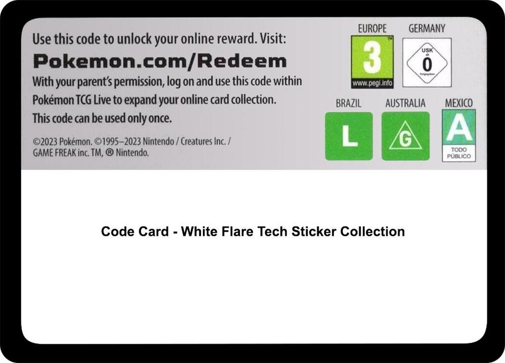 Code Card - White Flare Tech Sticker Collection