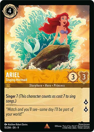 Ariel - Singing Mermaid - 15/204 - Rare - Cold Foil - Disney